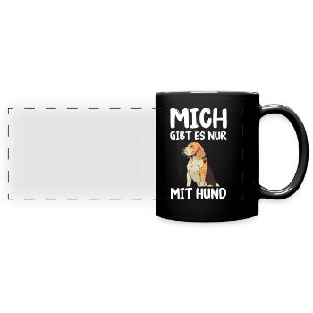 Beagle Hund - Panorama-Tasse farbig - Schwarz - Vorne