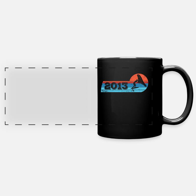 Wingfoil Surfer Birthday Vintage 2013 Born - Full Colour Panoramic Mug - black