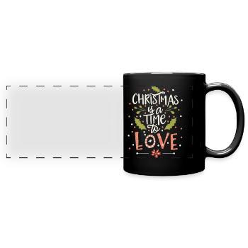 Christmas is Love: Festive Warmth of the Heart - Full Colour Panoramic Mug - black - Front