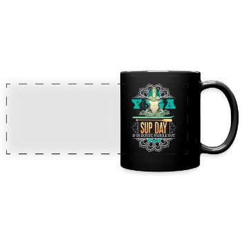 SUP paddleboarding Stand Up Paddle Frosch auf - Panorama-Tasse farbig - Schwarz - Vorne