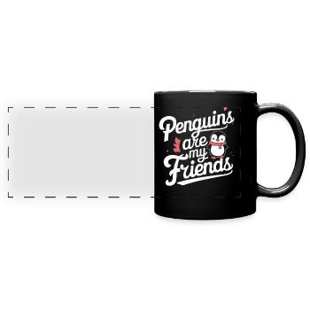 Pinguin Pinguine Tier - Panorama-Tasse farbig - Schwarz - Vorne