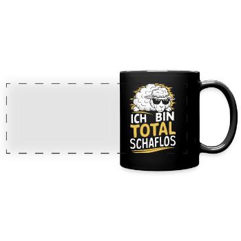 moutons, troupeau de moutons, ferme, agriculteur, berger - Mug panoramique uni - noir - Devant