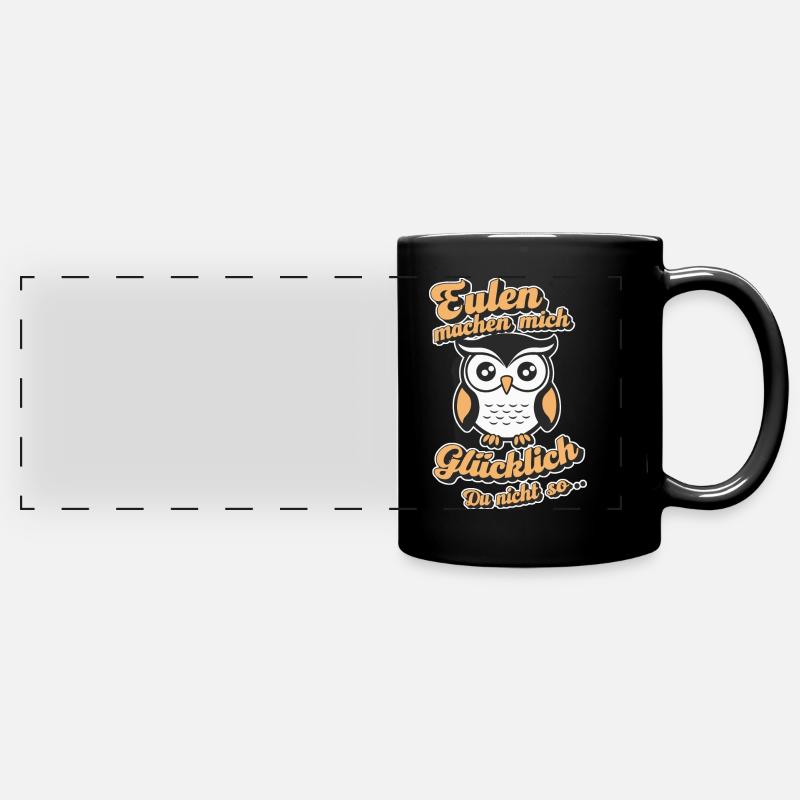 Nachteule Eule Eulen Vogel - Panorama-Tasse farbig - Schwarz