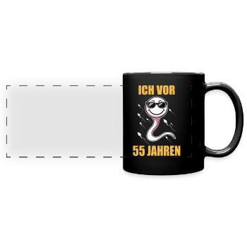 Geburtstagsgeschenk 55 Jahre Geburtstagskind - Panorama-Tasse farbig - Schwarz - Vorne