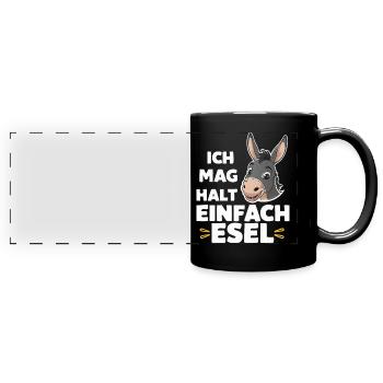 Esel Eselchen Maultier Muli - Panorama-Tasse farbig - Schwarz - Vorne