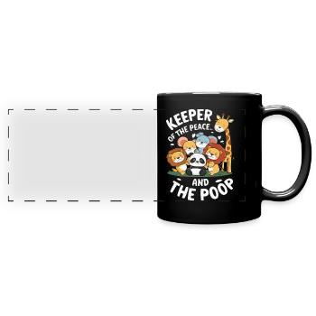 Animaux du zoo Gardien de zoo - Mug panoramique uni - noir - Devant
