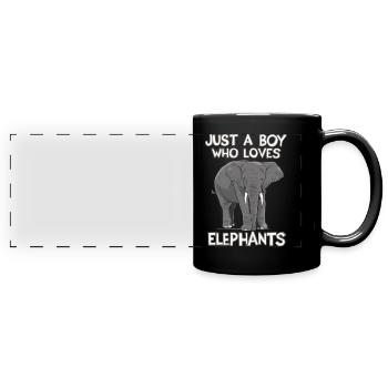 Éléphant Animal Éléphants Zoo - Mug panoramique uni - noir - Devant