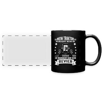 Lustiger Bauernhof Traktor Spruch - Landwirtschaft - Panorama-Tasse farbig - Schwarz - Vorne