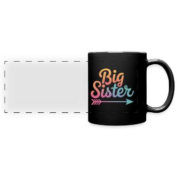 Sister Sibling Family - Full Colour Panoramic Mug - black - Front