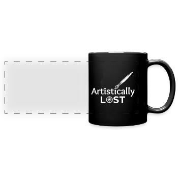 Conception de carte boussole artistiquement perdue - Mug panoramique uni - noir - Devant
