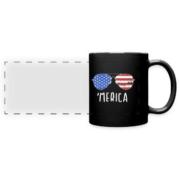 MERICA Sonnenbrille - Lustiges USA - Panorama-Tasse farbig - Schwarz - Vorne