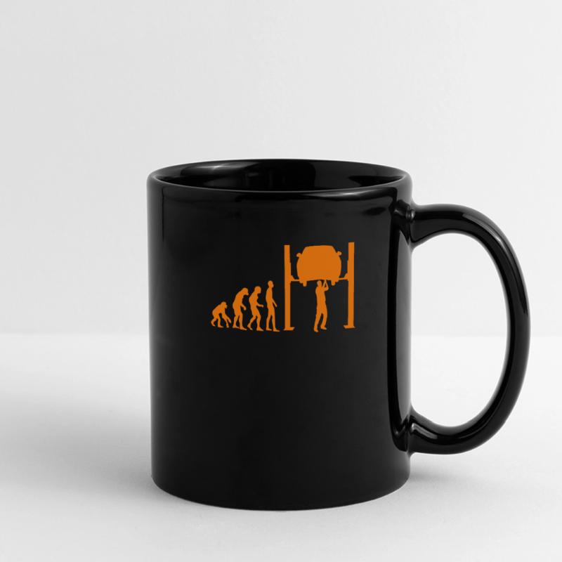 Car mechanic lifting platform Evolution monkey human Full Colour Panoramic Mug