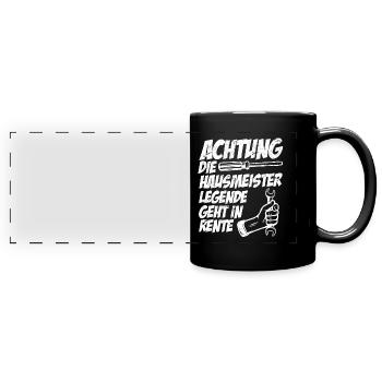 Hausmeister Legende geht in Rente Ruhestand Spruch - Panorama-Tasse farbig - Schwarz - Vorne