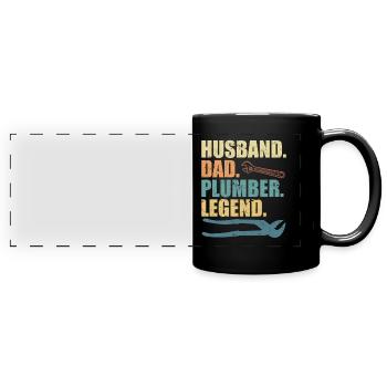 Husband father plumber legend plant mechanic - Full Colour Panoramic Mug - black - Front