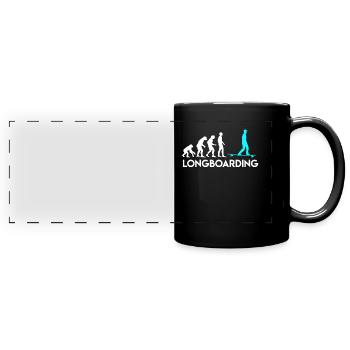 Affe Mensch Longboarder Evolution Entwicklung - Panorama-Tasse farbig - Schwarz - Vorne