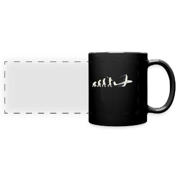 Segelflugzeug Pilot Evolution Affe Mensch - Panorama-Tasse farbig - Schwarz - Vorne