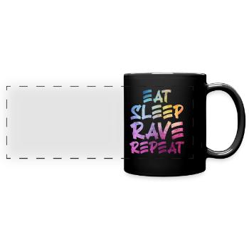 Eat Sleep Rave Repeat Hardtek Techno Hardstyle - Panorama-Tasse farbig - Schwarz - Vorne