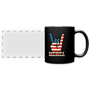 Merica Rockmusik Handzeichen Rocker Geschenk - Panorama-Tasse farbig - Schwarz - Vorne