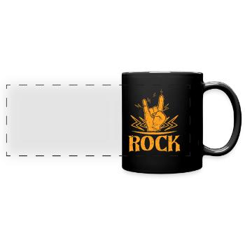 Rockmusik Heavy Metal Handzeichen Symbol Gitarrist - Panorama-Tasse farbig - Schwarz - Vorne