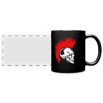 Punk Skull Bone Iroquoes Hairstyle Rocker - Full Colour Panoramic Mug - black - Front