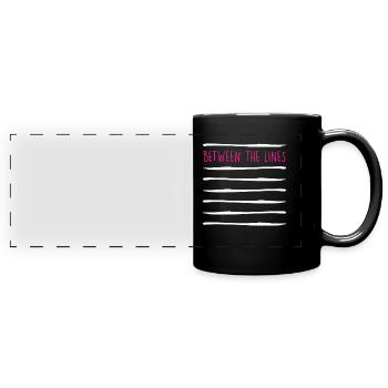 Drogen Koks Kokain Spruch Zwischen den Linien - Panorama-Tasse farbig - Schwarz - Vorne