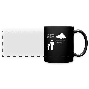 Programmierer Woraus bestehen Clouds Witz Spaß - Panorama-Tasse farbig - Schwarz - Vorne