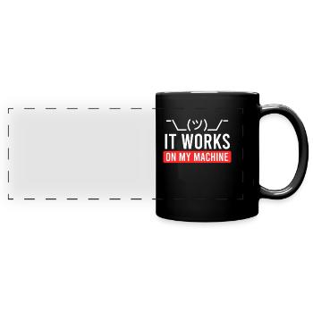 Coder Spruch Software Tester Debugging Informatik - Panorama-Tasse farbig - Schwarz - Vorne