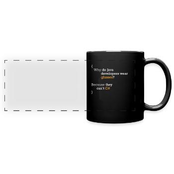 C# Code Witz Programmierer Hacker C Sharp Coder - Panorama-Tasse farbig - Schwarz - Vorne