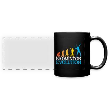 Badminton Evolution Affe Badmintonspieler - Panorama-Tasse farbig - Schwarz - Vorne