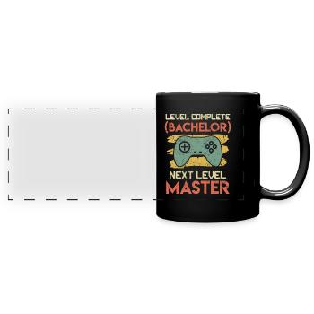 Bachelor Level complete next Level Master - Full Colour Panoramic Mug - black - Front