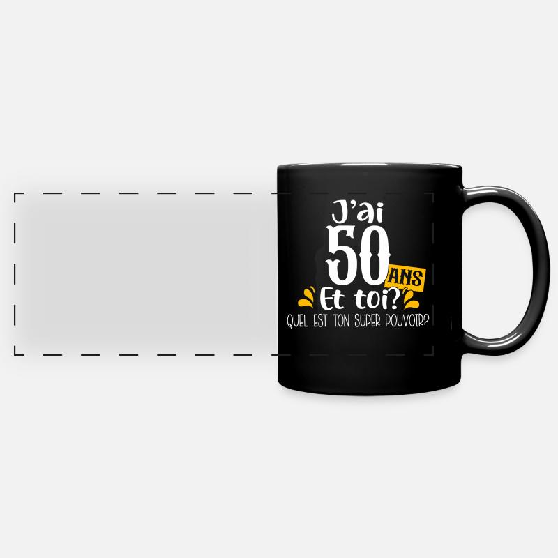 50 Ans Anniversaire Cadeau Super Pouvoir Humour - Mug panoramique uni - noir