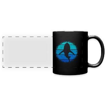 Retro Haifisch Hai Taucher - Panorama-Tasse farbig - Schwarz - Vorne