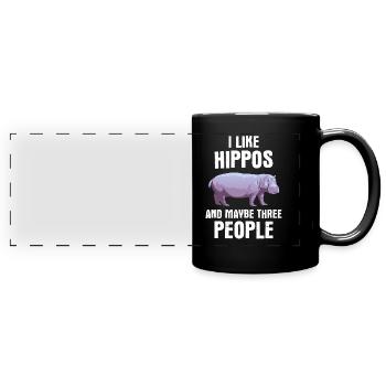 Hippopotamus - Full Colour Panoramic Mug - black - Front