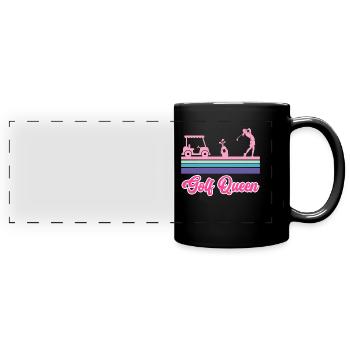 Golf Königin Golferin - Panorama-Tasse farbig - Schwarz - Vorne