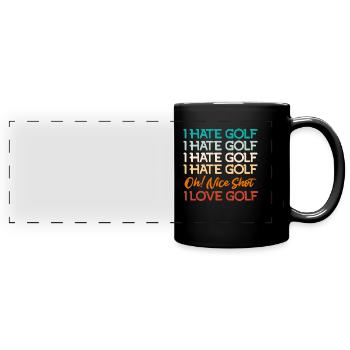 Golf Liebe und Golf Hass Golfspieler Golfer - Panorama-Tasse farbig - Schwarz - Vorne
