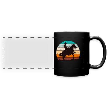 Western Cowboy Rider Horses - Full Colour Panoramic Mug - black - Front