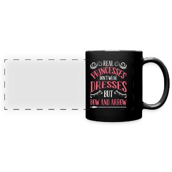 Princess with bow and arrow archer - Full Colour Panoramic Mug - black - Front