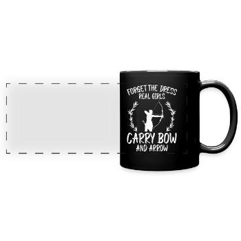 Real girls wear bow and arrow archery - Full Colour Panoramic Mug - black - Front