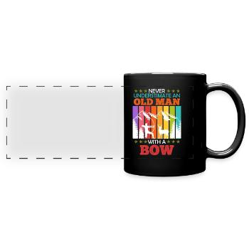 Vieil homme à l’arc Longbow Archer - Mug panoramique uni - noir - Devant