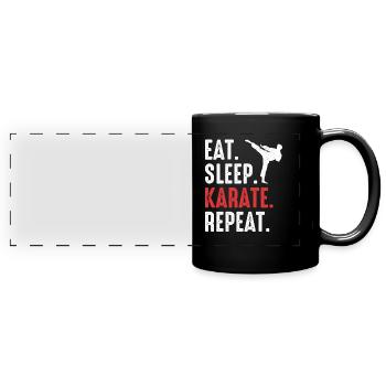 Karate Karatekämpfer Kampfkunst - Panorama-Tasse farbig - Schwarz - Vorne