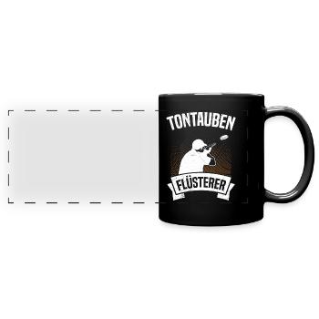 Tontauben Flüsterer - Panorama-Tasse farbig - Schwarz - Vorne