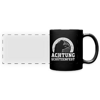 Achtung Schützenfest - Panorama-Tasse farbig - Schwarz - Vorne