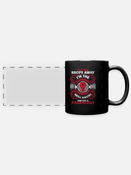 Grill Grillen Griller BBQ Barbecue - Panorama-Tasse farbig - Schwarz