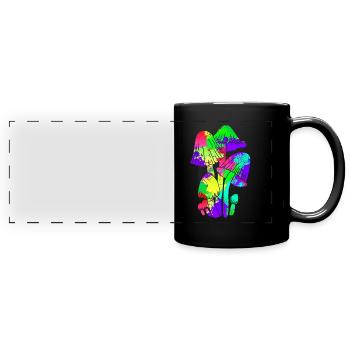 Cueillette de champignons colorées Party - Mug panoramique uni - noir - Devant