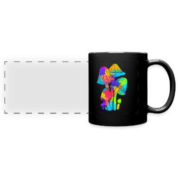 Cueillette de champignons colorées Party - Mug panoramique uni - noir - Devant