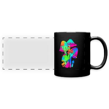 Cueillette de champignons colorées Party - Mug panoramique uni - noir - Devant