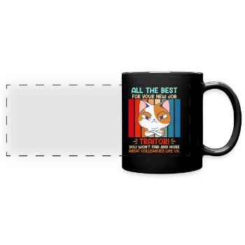 Heureux nouveau travail vous traîtres - Mug panoramique uni - noir - Devant