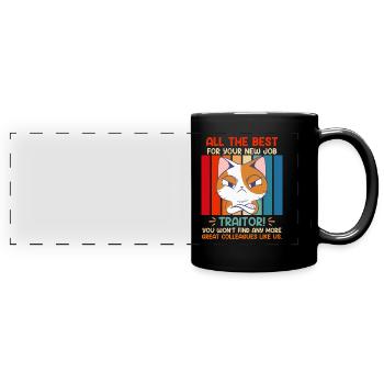 Heureux nouveau travail vous traîtres - Mug panoramique uni - noir - Devant