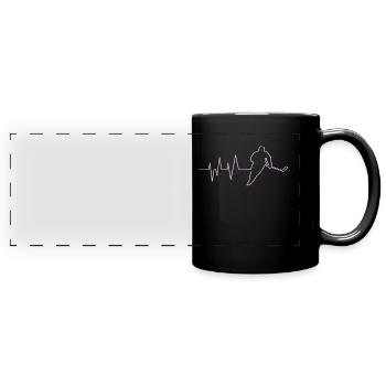 Eishockey Hockey Spieler Herzschlag - Panorama-Tasse farbig - Schwarz - Vorne