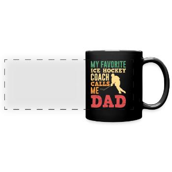 Ice Hockey Coach Hockey Papa - Full Colour Panoramic Mug - black - Front